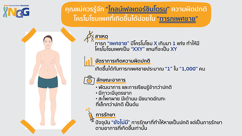 คุณแม่ควรรู้จัก “ไคลน์เฟลเตอร์ซินโดรม (Klinefelter's Syndrome)” ความผิดปกติโครโมโซมเพศที่เกิดขึ้นได้บ่อยในทารกเพศชาย